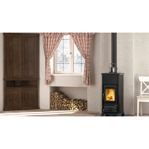 Stufa a Legna Nordica Emiliana Nero 6,5 kW 186 m3