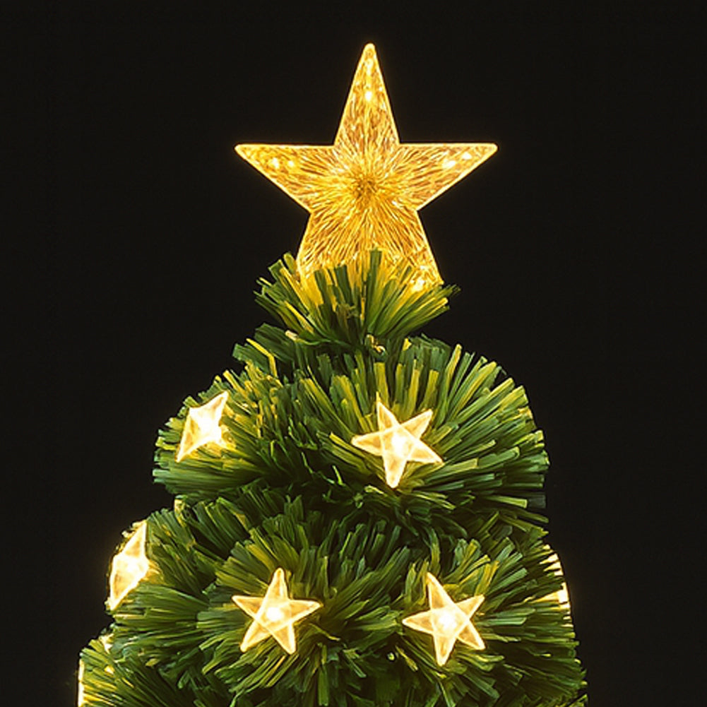 Albero di Natale 60 cm Stelle Led Bianco Caldo Base Tronco Alberello Natalizio