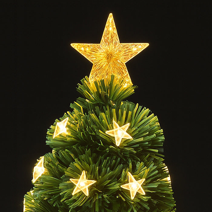 Albero di Natale 60 cm Stelle Led Bianco Caldo Base Tronco Alberello Natalizio