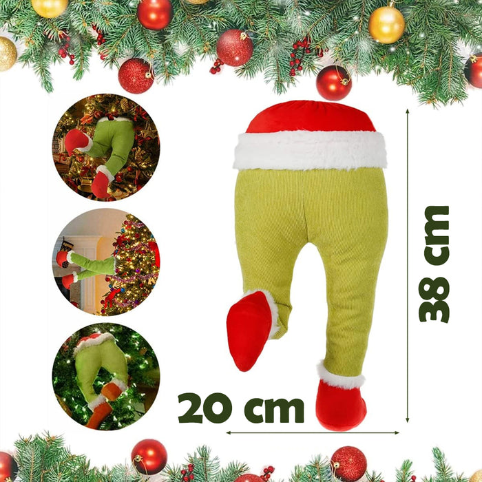 Decorazione Albero di Natale Gambe Elfo Verde Ornamento Addobbo Versatile 38x20cm