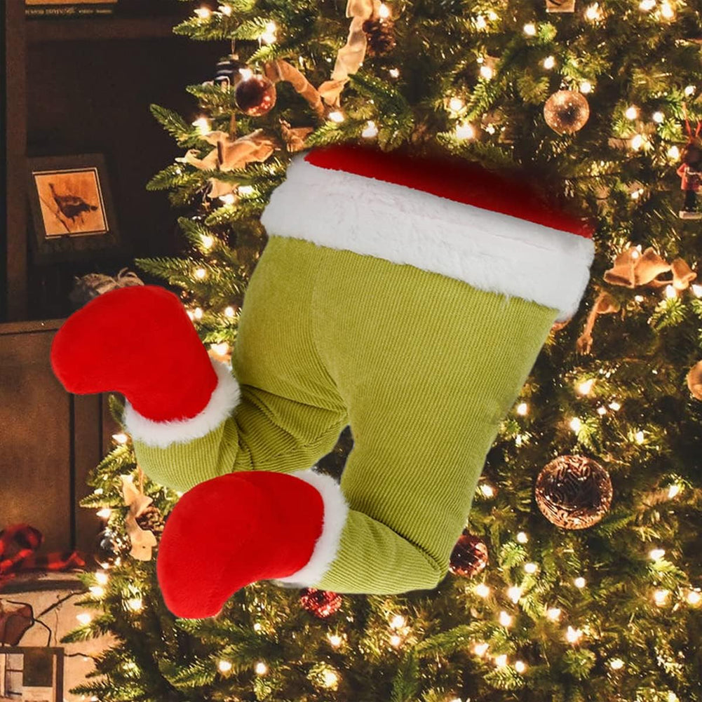 Decorazione Albero di Natale Gambe Elfo Verde Ornamento Addobbo Versatile 38x20cm