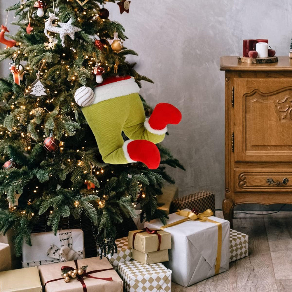 Decorazione Albero di Natale Gambe Elfo Verde Ornamento Addobbo Versatile 38x20cm