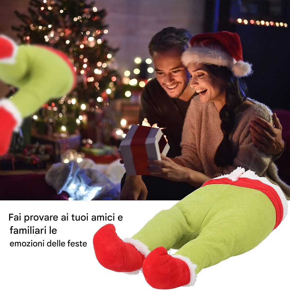 Decorazione Albero di Natale Gambe Elfo Verde Ornamento Addobbo Versatile 38x20cm