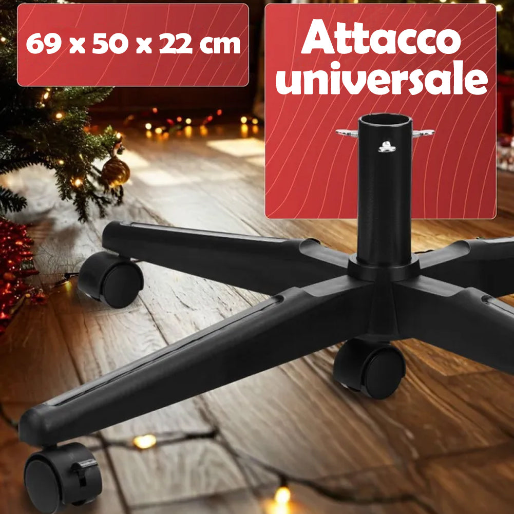 Base Albero di Natale Universale con Ruote Supporto Versatile Nero 69x22x50cm