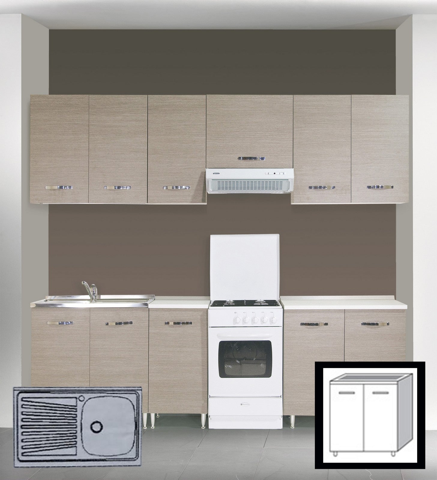 lavello inox 1 vasca dx + gocciolatoio sx 80 cm cod:ferx.17612