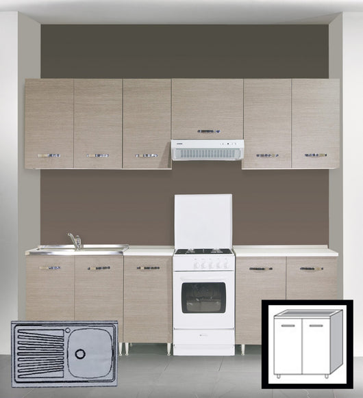 lavello inox 1 vasca dx + gocciolatoio sx 80 cm cod:ferx.17612