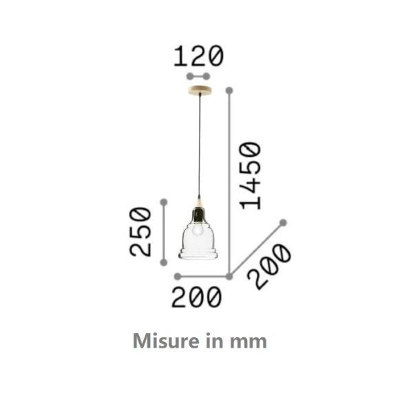 LAMPADARIO SOSPENSIONE IN VETRO 1XE27 GRETEL IDEALLUX