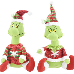 Pupazzo Elfo Verde Gambe Allungabili 61-89 cm Design Assortito Addobbi Natalizi