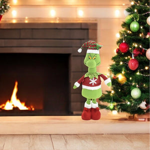 Pupazzo Elfo Verde Gambe Allungabili 61-89 cm Design Assortito Addobbi Natalizi