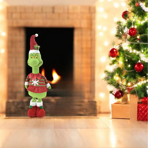 Pupazzo Elfo Verde Gambe Allungabili 61-89 cm Design Assortito Addobbi Natalizi