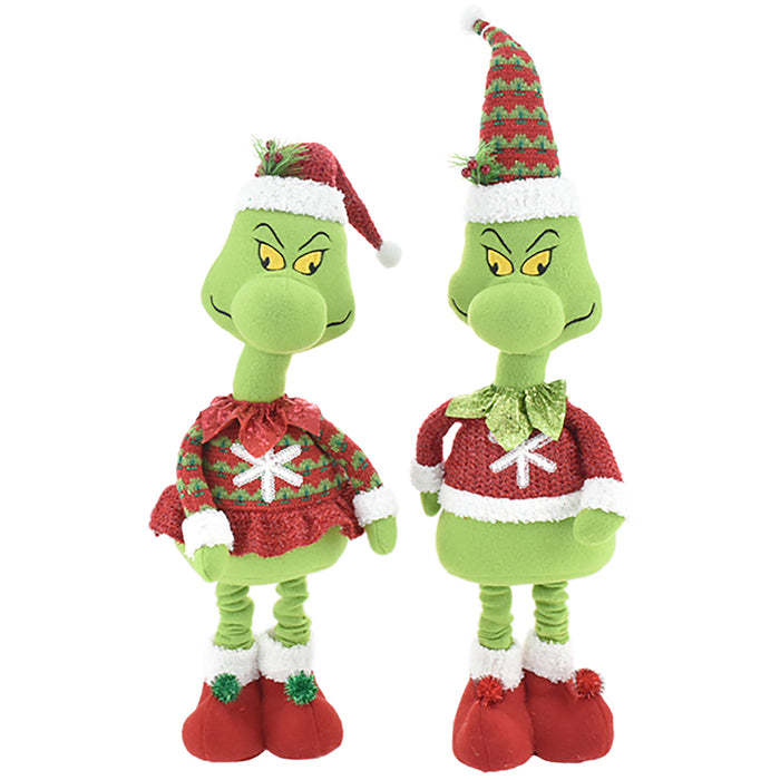 Pupazzo Elfo Verde Gambe Allungabili 61-89 cm Design Assortito Addobbi Natalizi