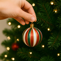 Box 16 Palline di Natale per Albero Sfere Natalizie Bianco Rosso e Verde da 8cm