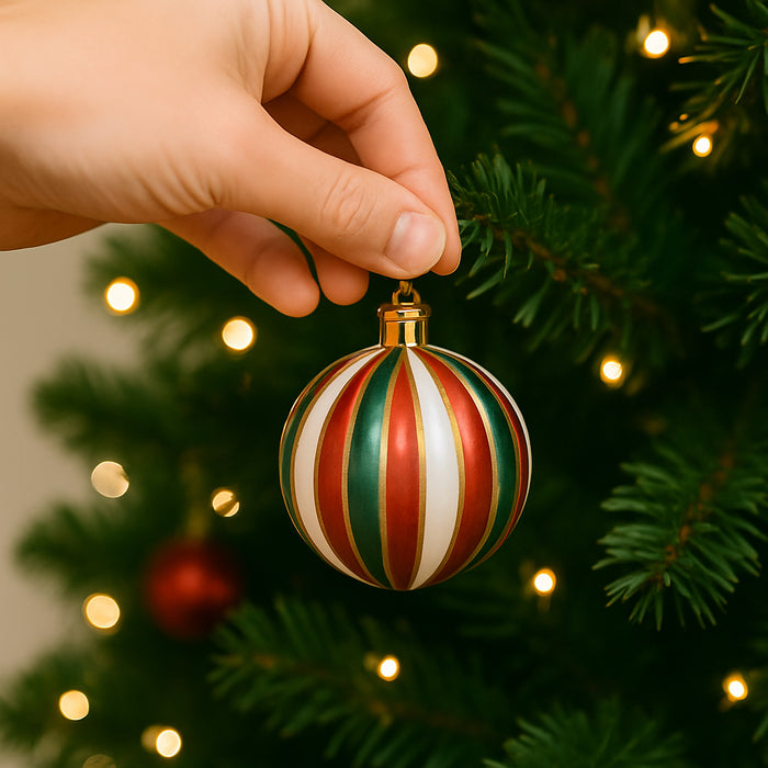 Box 16 Palline di Natale per Albero Sfere Natalizie Bianco Rosso e Verde da 8cm