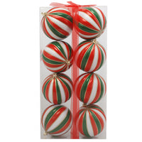 Box 8 Palline di Natale per Albero Sfere Natalizie Bianco Rosso e Verde da 10cm