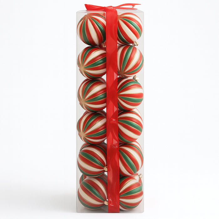 Box 24 Palline di Natale per Albero Sfere Natalizie Bianco Rosso e Verde da 6cm