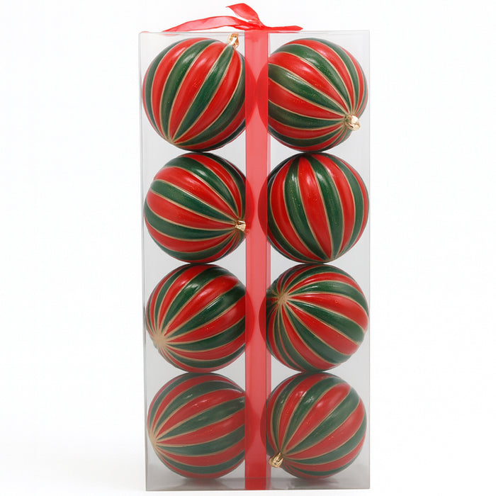 Box 8 Palline di Natale per Albero Sfere Natalizie Addobbo Rosso e Verde da 10cm