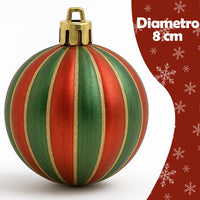 Box 16 Palline di Natale per Albero Sfere Natalizie Addobbo Rosso e Verde da 8cm