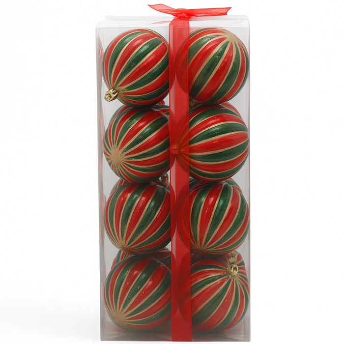 Box 16 Palline di Natale per Albero Sfere Natalizie Addobbo Rosso e Verde da 8cm