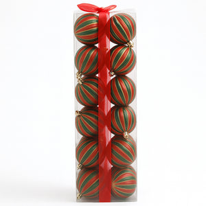 Box 24 Palline di Natale per Albero Sfere Natalizie Addobbo Rosso e Verde da 6cm