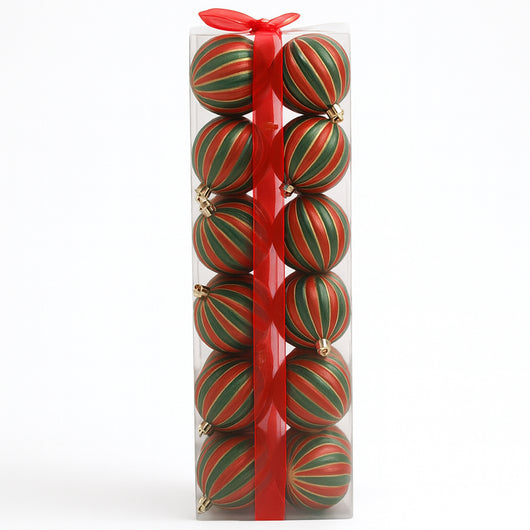Box 24 Palline di Natale per Albero Sfere Natalizie Addobbo Rosso e Verde da 6cm