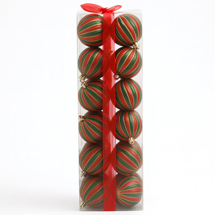 Box 24 Palline di Natale per Albero Sfere Natalizie Addobbo Rosso e Verde da 6cm