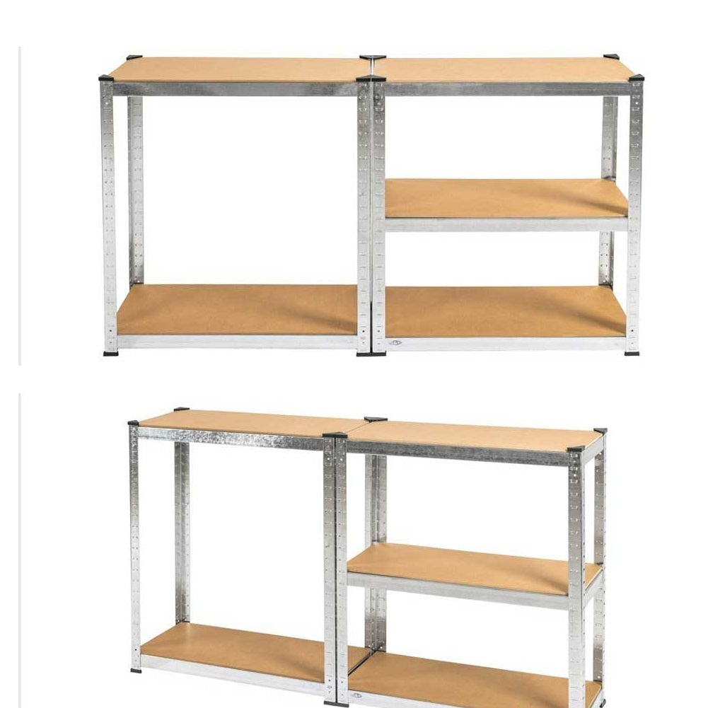 Scaffale Metallo Zincato 5 Ripiani Legno MDF 90x40 H180cm Scaffalatura Garage Casa