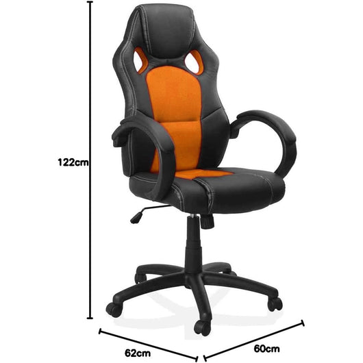 Sedia Poltrona Ufficio Direzionale Ruote Girevoli Sportiva Race Gaming Arancione