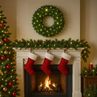 Corona Ghirlanda Natalizia Verde 40 cm con 30 LED Bianco Caldo per Addobbi