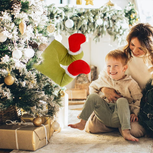 Decorazione Albero di Natale Gambe Elfo Ornamento Addobbo Natalizio 38x20cm