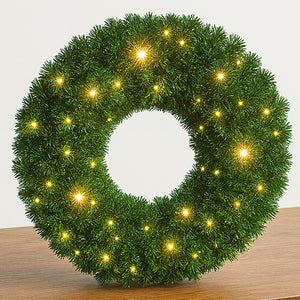 Corona Ghirlanda Natalizia Verde 40 cm con 30 LED Bianco Caldo per Addobbi