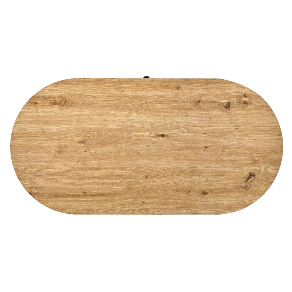 Tavolino da Salotto Ovale con 2 Cassetti e Ante Scorrevoli in MDF ¨C MINIMAL