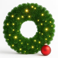 Corona Ghirlanda Natalizia Verde 40 cm con 30 LED Bianco Caldo per Addobbi