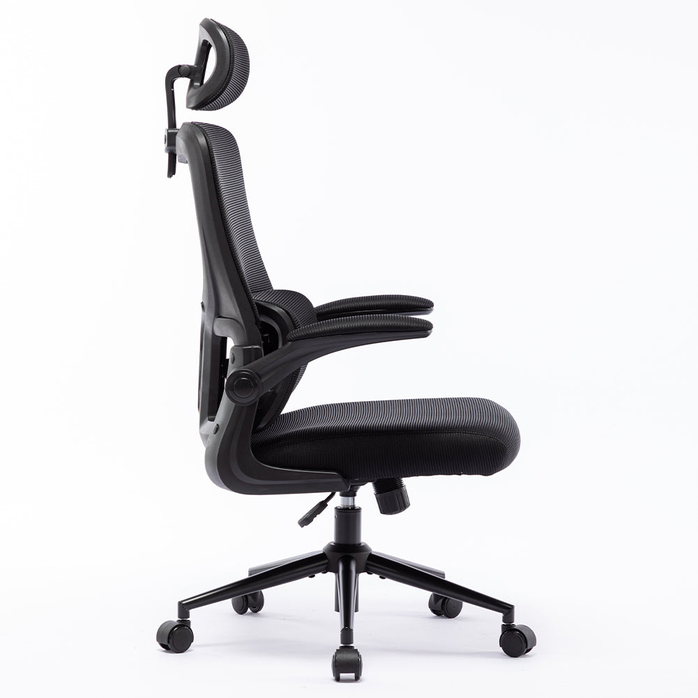 Sedia da Ufficio Ergonomica Nera Rete Traspirante Supporto Lombare e Poggiatesta