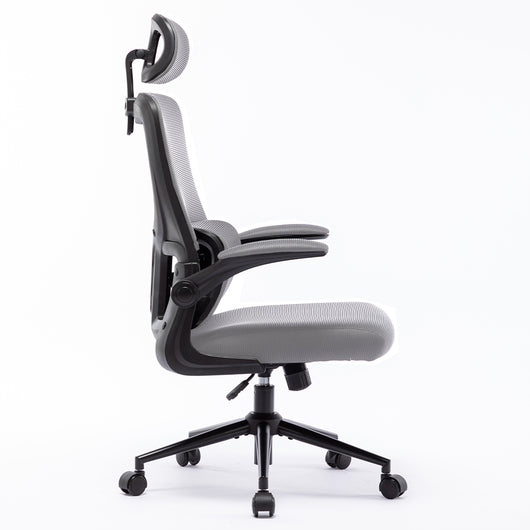 Sedia da Ufficio Ergonomica Grigio Rete Traspirante Supporto Lombare Poggiatesta