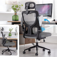 Sedia da Ufficio Ergonomica Grigio Rete Traspirante Supporto Lombare Poggiatesta