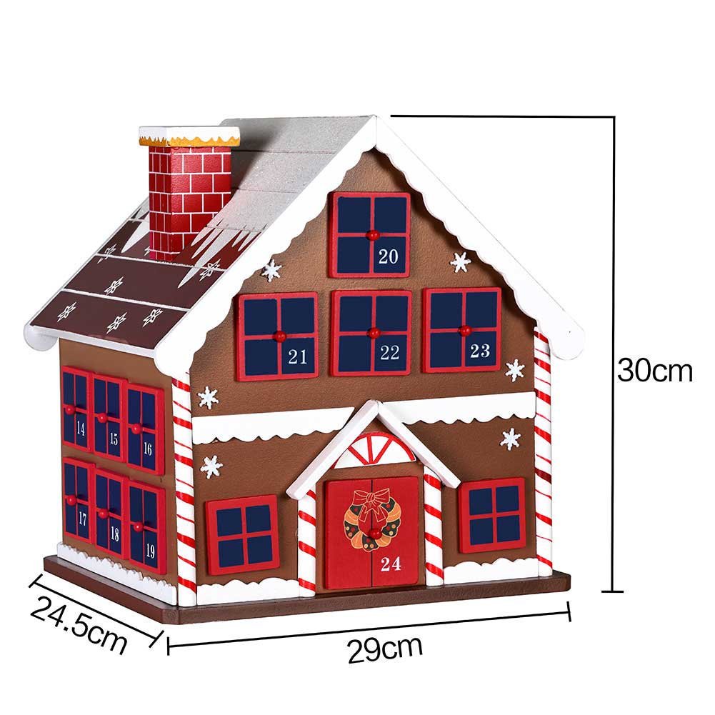 Calendario Avvento di Natale Casetta in Legno 24 Cassetti Decorazioni Natalizie