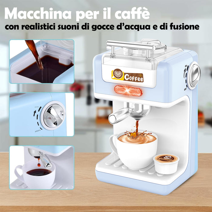 Macchina del Caffè Giocattolo per Bambini Macchinetta con Luci Suoni Idea Regalo