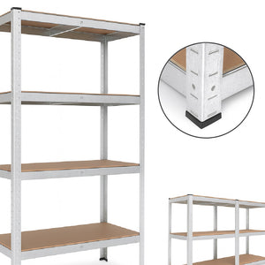 Scaffale Metallo Zincato 5 Ripiani Legno MDF 90x40 H180cm Scaffalatura Garage Casa