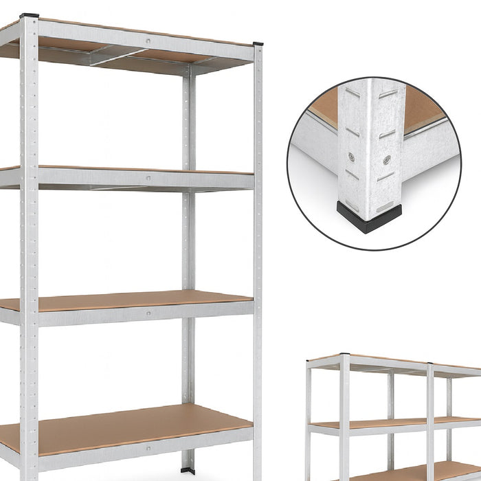 Scaffale Metallo Zincato 5 Ripiani Legno MDF 90x40 H180cm Scaffalatura Garage Casa