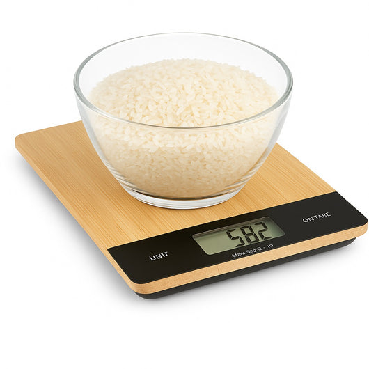 Bilancia da Cucina Digitale Ultra sottile in Legno di Bambù 5KG 21x15cm Touch Tara