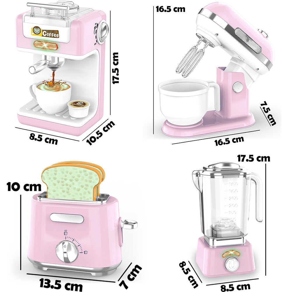 Elettrodomestici Cucina Gioco Rosa Planetaria Macchina Caffè Tostapane Frullatore