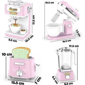 Elettrodomestici Cucina Gioco Rosa Planetaria Macchina Caffè Tostapane Frullatore