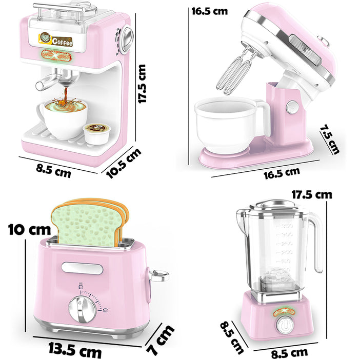 Elettrodomestici Cucina Gioco Rosa Planetaria Macchina Caffè Tostapane Frullatore