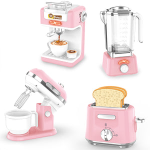 Elettrodomestici Cucina Gioco Rosa Planetaria Macchina Caffè Tostapane Frullatore