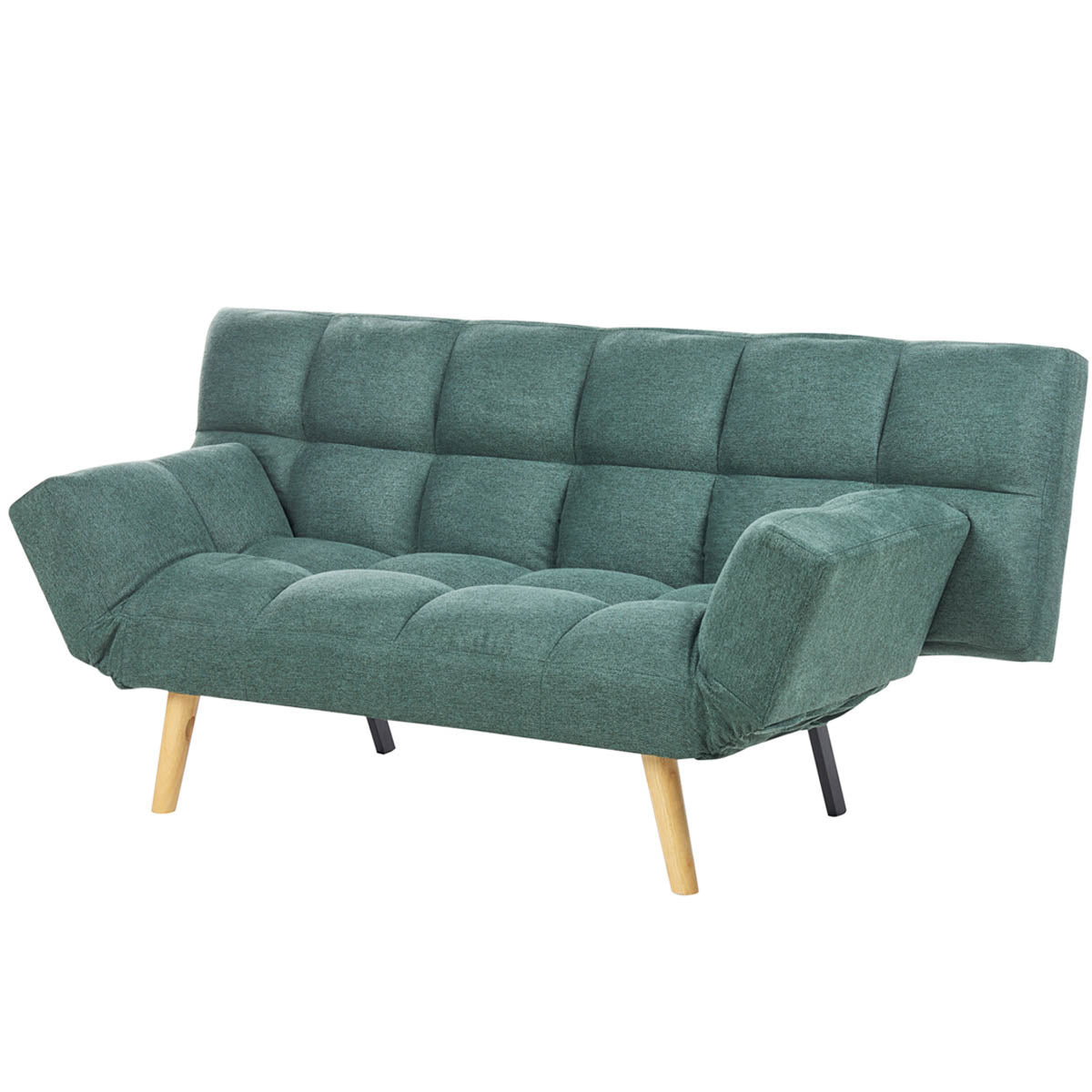 Divano letto 2 posti Vissland con braccioli regolabili e Apertura Clic Clac Verde