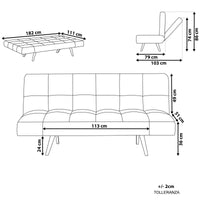 Divano letto 2 posti Vissland con braccioli regolabili e Apertura Clic Clac Grigio