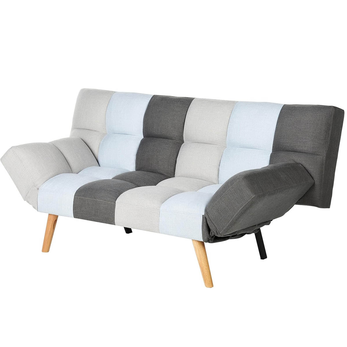 Divano letto 2 posti Vissland con braccioli regolabili Apertura Clic Clac Patchwork