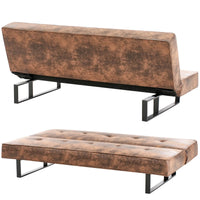 Divano letto 3 posti click clack modello Derby Pelle sintetica Marrone dorato