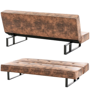 Divano letto 3 posti click clack modello Derby Pelle sintetica Marrone dorato