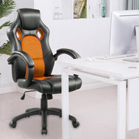 Sedia Poltrona Ufficio Direzionale Gaming Ergonomica Girevole in Ecopelle Nero Arancio